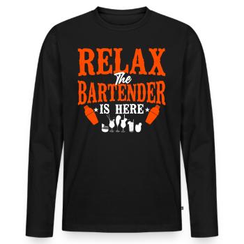 Bartender Mixologist Relax The - Men's Premium Organic Long Sleeve Shirt - black - Front - Nico (187cm)