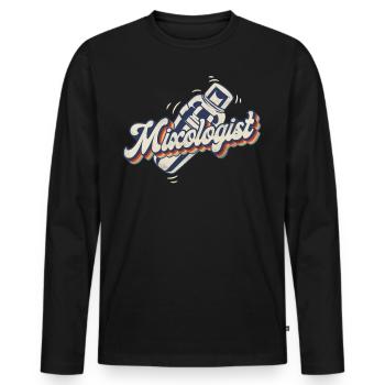 Barman Mixologue Rétro Vintage - T-shirt manches longues Premium bio Homme - noir - Devant - Nico (187cm)