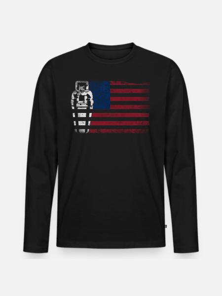 Bartender Mixologist American Flag - Men's Premium Organic Long Sleeve Shirt - black