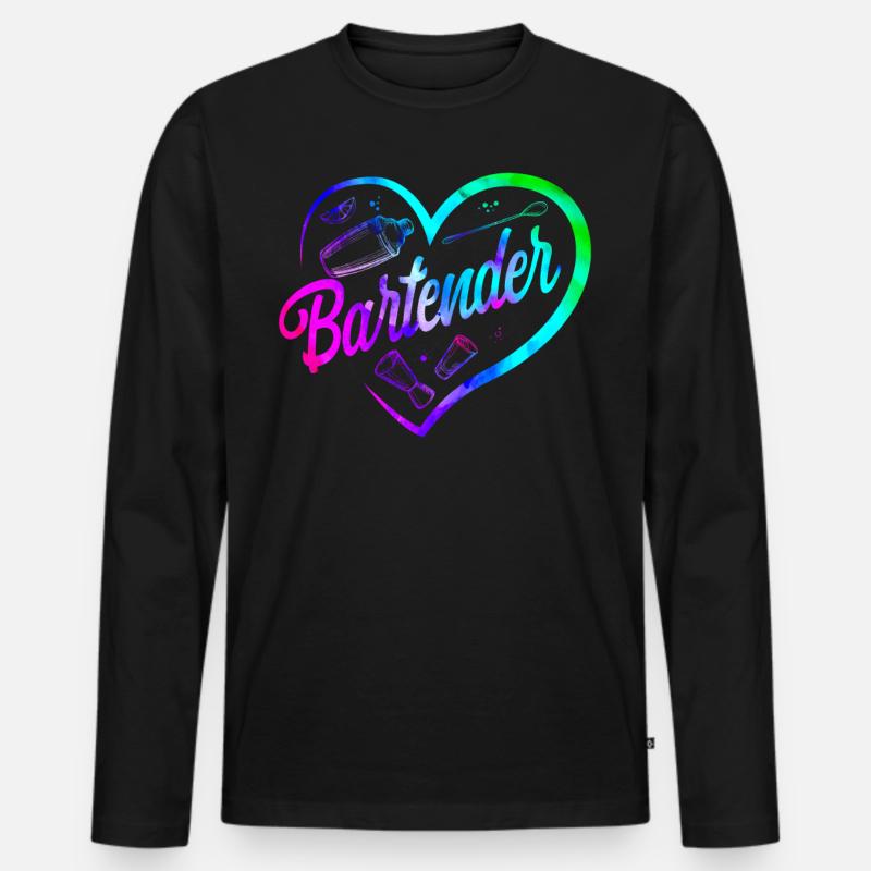 Bartender Mixologist Heart - Männer Premium Bio Langarmshirt - Schwarz