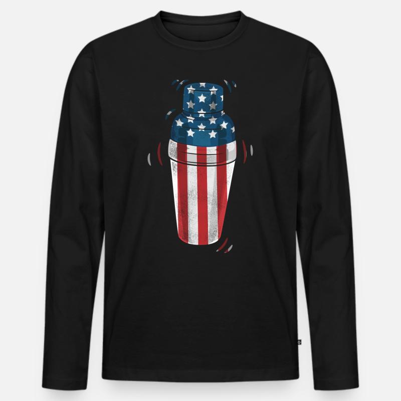 Bartender Mixologist American Flag - Männer Premium Bio Langarmshirt - Schwarz