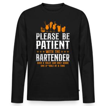 Bartender Mixologist Please Be - Men's Premium Organic Long Sleeve Shirt - black - Front - Nico (187cm)