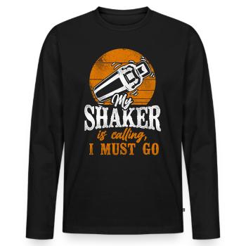 Bartender Mixologist My Shaker Is - Men's Premium Organic Long Sleeve Shirt - black - Front - Nico (187cm)