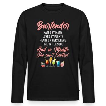 Barman Mixologue Barman - T-shirt manches longues Premium bio Homme - noir - Devant - Nico (187cm)