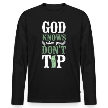 Bartender Mixologist God Knows - Männer Premium Bio Langarmshirt - Schwarz - Vorne - Nico (187cm)