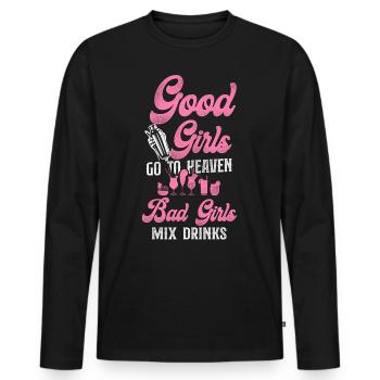 Bartender Mixologist Good Girls Go - Männer Premium Bio Langarmshirt - Schwarz - Vorne - Nico (187cm)