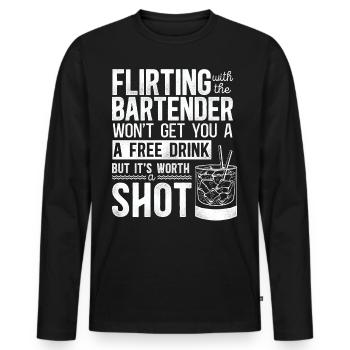 Bartender Mixologist Flirting With - Men's Premium Organic Long Sleeve Shirt - black - Front - Nico (187cm)