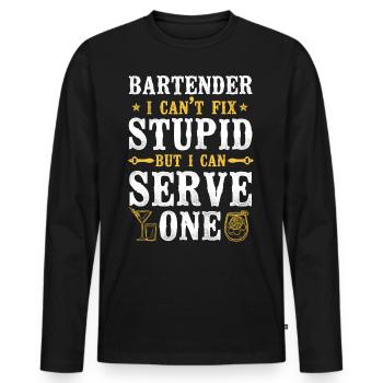 Bartender Mixologist Bartender I - Männer Premium Bio Langarmshirt - Schwarz - Vorne - Nico (187cm)