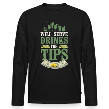 Bartender Mixologist Will Serve - Men's Premium Organic Long Sleeve Shirt - black - Front - Nico (187cm)