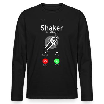 Bartender Mixologist Phone Display - Men's Premium Organic Long Sleeve Shirt - black - Front - Nico (187cm)
