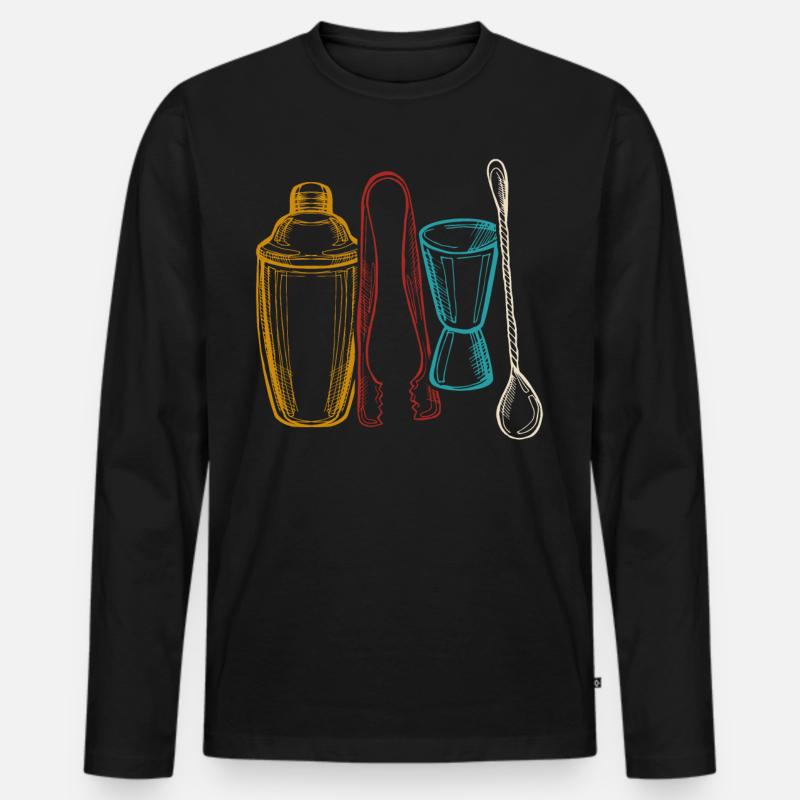 Bartender Mixologist Retro - Männer Premium Bio Langarmshirt - Schwarz