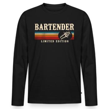 Bartender Mixologist Retro Vintage - Men's Premium Organic Long Sleeve Shirt - black - Front - Nico (187cm)