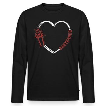 Bartender Mixologist Heart - Men's Premium Organic Long Sleeve Shirt - black - Front - Nico (187cm)