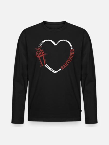 Bartender Mixologist Heart - Männer Premium Bio Langarmshirt - Schwarz