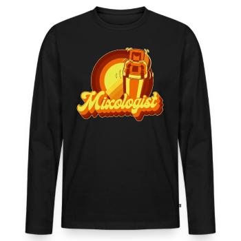Barman Mixologue Rétro Vintage - T-shirt manches longues Premium bio Homme - noir - Devant - Nico (187cm)