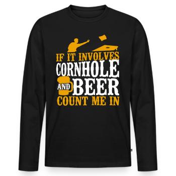 Joueur de sac de haricots de l’équipe Cornhole - T-shirt manches longues Premium bio Homme - noir - Devant - Nico (187cm)