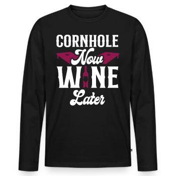 Cornhole Team Bean Bag Player - Männer Premium Bio Langarmshirt - Schwarz - Vorne - Nico (187cm)