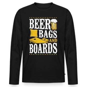 Joueur de sac de haricots de l’équipe Cornhole - T-shirt manches longues Premium bio Homme - noir - Devant - Nico (187cm)