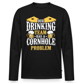 Cornhole Team Bean Bag Player - Männer Premium Bio Langarmshirt - Schwarz - Vorne - Nico (187cm)