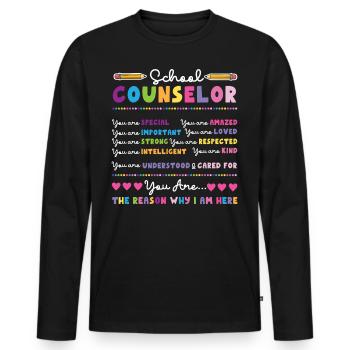 Conseiller scolaire Conseiller scolaire - T-shirt manches longues Premium bio Homme - noir - Devant - Nico (187cm)