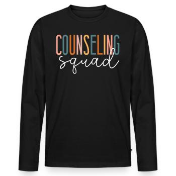 Équipe de conseil des conseillers scolaires - T-shirt manches longues Premium bio Homme - noir - Devant - Nico (187cm)