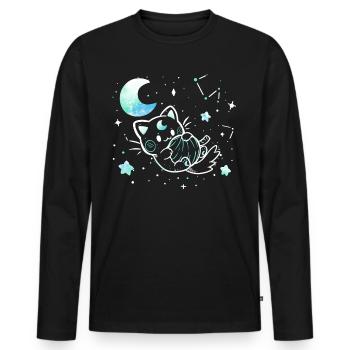 Cat in the Stars - Men's Premium Organic Long Sleeve Shirt - black - Front - Nico (187cm)