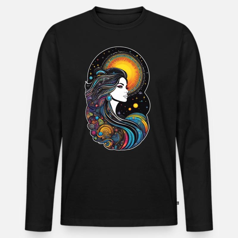 Kosmische Göttin der Schöpfung - Männer Premium Bio Langarmshirt - Schwarz