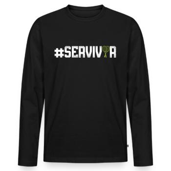 Funny Tennis Player Racket - Männer Premium Bio Langarmshirt - Schwarz - Vorne - Nico (187cm)