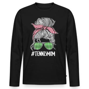 Funny Tennis Player Racket - Männer Premium Bio Langarmshirt - Schwarz - Vorne - Nico (187cm)