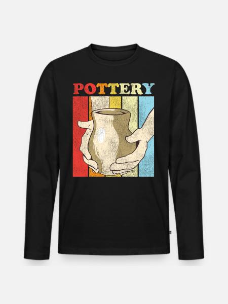 Pottery Ceramics Artist Retro - Men's Premium Organic Long Sleeve Shirt - black