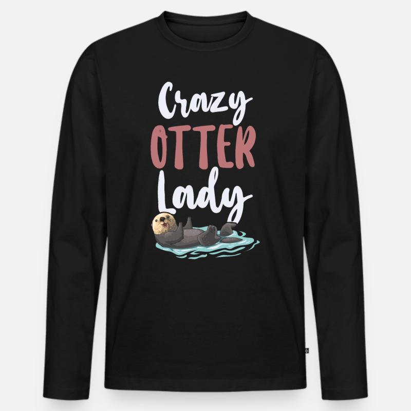 Otter Crazy Otter Lady - Männer Premium Bio Langarmshirt - Schwarz