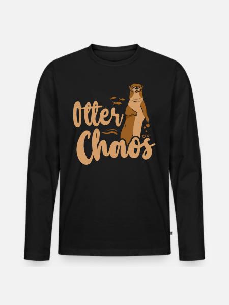 Otter Pun Otter Chaos - Men's Premium Organic Long Sleeve Shirt - black