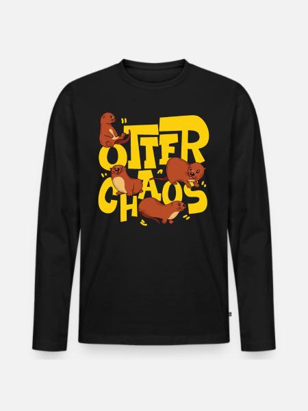 Otter Pun Otter Chaos - Men's Premium Organic Long Sleeve Shirt - black