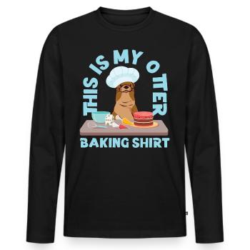 Loutre Baking Jeu de mots C’est ma loutre - T-shirt manches longues Premium bio Homme - noir - Devant - Nico (187cm)