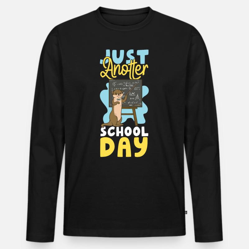 Otter Pre-School First Grade Back - Männer Premium Bio Langarmshirt - Schwarz