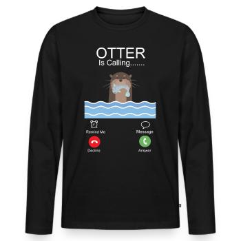 Otter Phone Display Otter Is - Men's Premium Organic Long Sleeve Shirt - black - Front - Nico (187cm)
