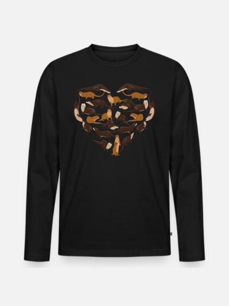 Otter Heart - Men's Premium Organic Long Sleeve Shirt - black