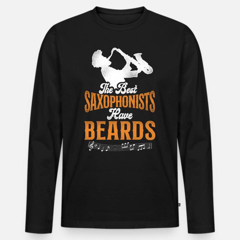 Saxophone Beard The Best - Männer Premium Bio Langarmshirt - Schwarz