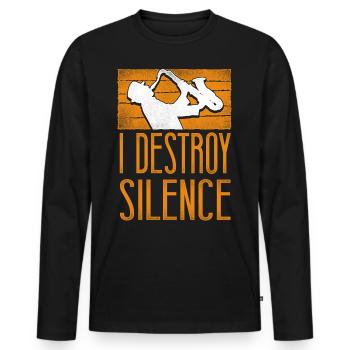 Saxophones I Destroy Silence - T-shirt manches longues Premium bio Homme - noir - Devant - Nico (187cm)