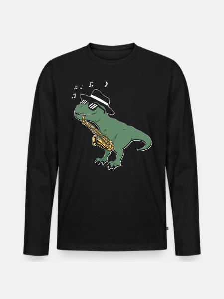 Saxophones T-Rex Jazz - Men's Premium Organic Long Sleeve Shirt - black