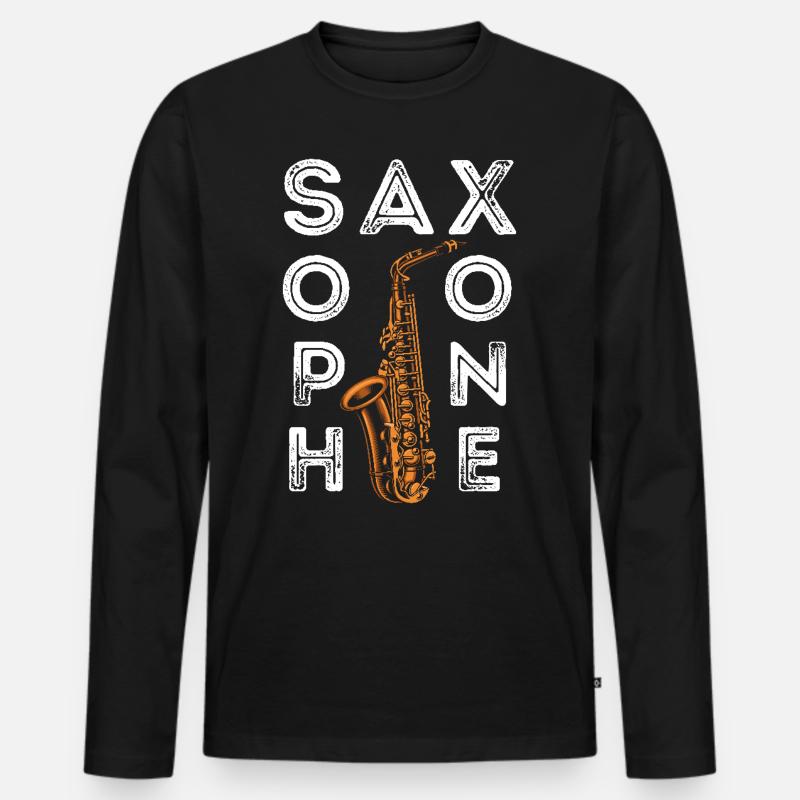 Saxophone Saxophone - Männer Premium Bio Langarmshirt - Schwarz