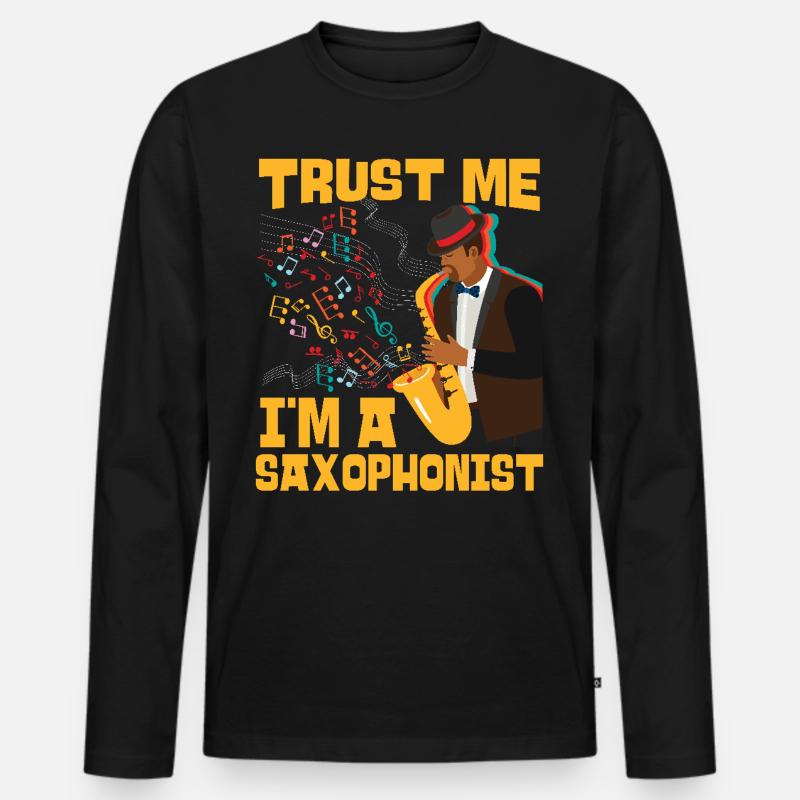 Saxophone Trust Me I'm A - Männer Premium Bio Langarmshirt - Schwarz