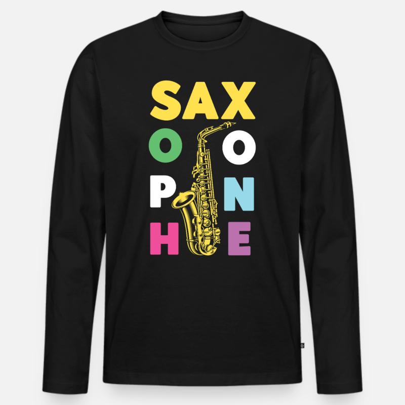 Saxophone Saxophone - Männer Premium Bio Langarmshirt - Schwarz