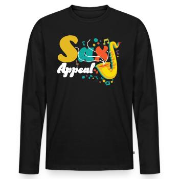 Saxophones Pun Sax Appeal - Men's Premium Organic Long Sleeve Shirt - black - Front - Nico (187cm)
