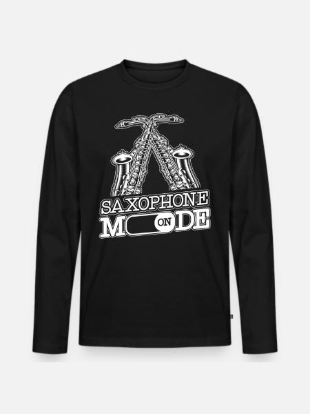 Saxophone Saxophone Mode On - Men's Premium Organic Long Sleeve Shirt - black