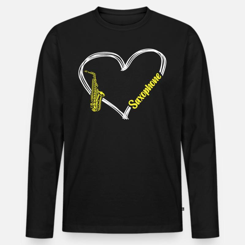 Saxophone Saxophone - Männer Premium Bio Langarmshirt - Schwarz