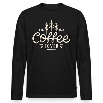 Amateur de café retro vintage aesthetic - T-shirt manches longues Premium bio Homme - noir - Devant - Nico (187cm)