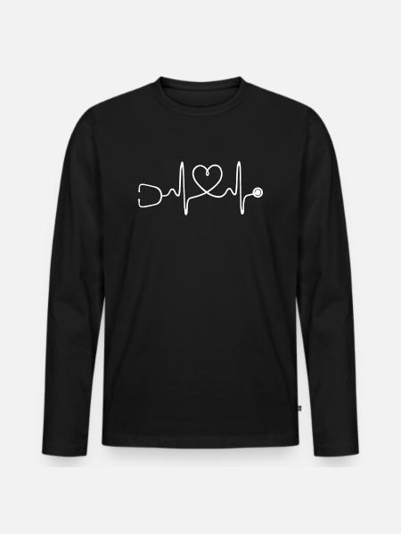 Heartbeat stethoscope - Men's Premium Organic Long Sleeve Shirt - black