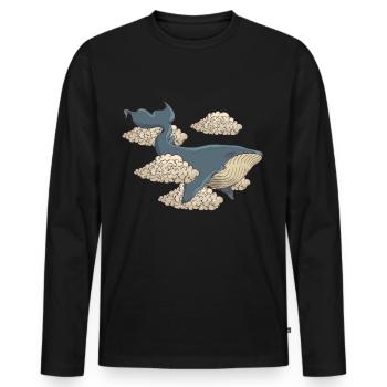 Une baleine volante? - T-shirt manches longues Premium bio Homme - noir - Devant - Nico (187cm)