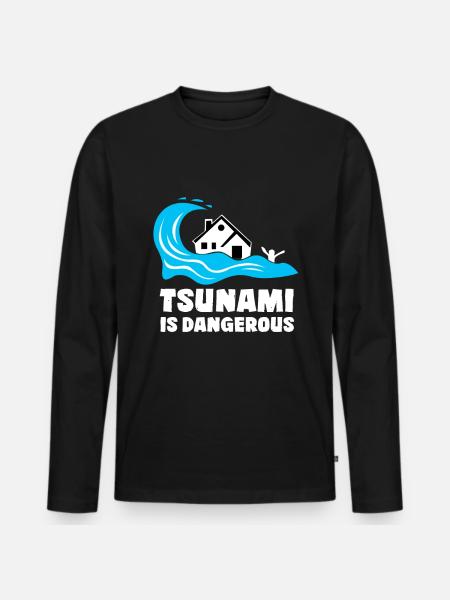 Tsunami - Men's Premium Organic Long Sleeve Shirt - black